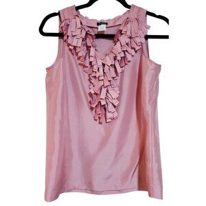 Silk J.Crew Women's Pastel Pink Ruffle Blouse Easter Spring top size 2